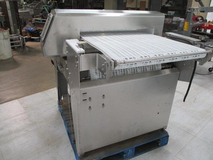 Used CEIA THS METAL DETECTOR,28" WIDE X 2 1/4" CLEAR, 2 7/8" APERTURE, 5' LONG WITH RETRACTING BELT REJECT