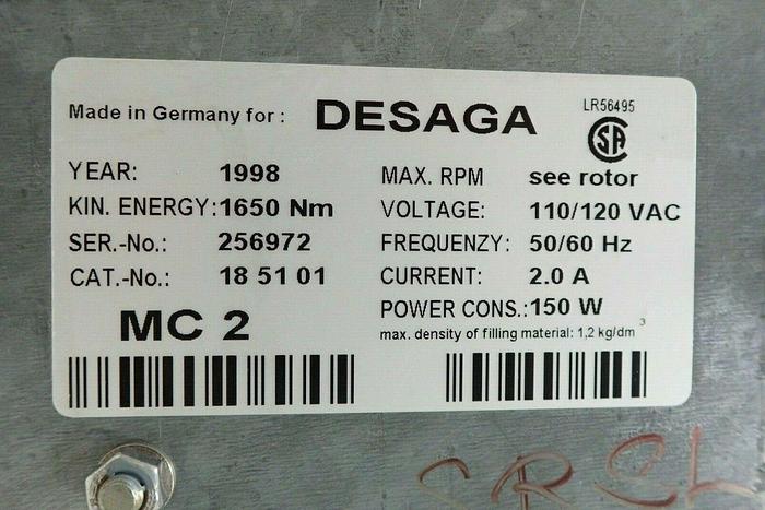 Used Desaga MC 2 Centrifuge w/ Rotor