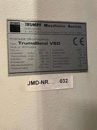 Used BRUGT CNC-KANTPRESSE FABRIKAT TRUMPF, MODEL TRUMABEND V50