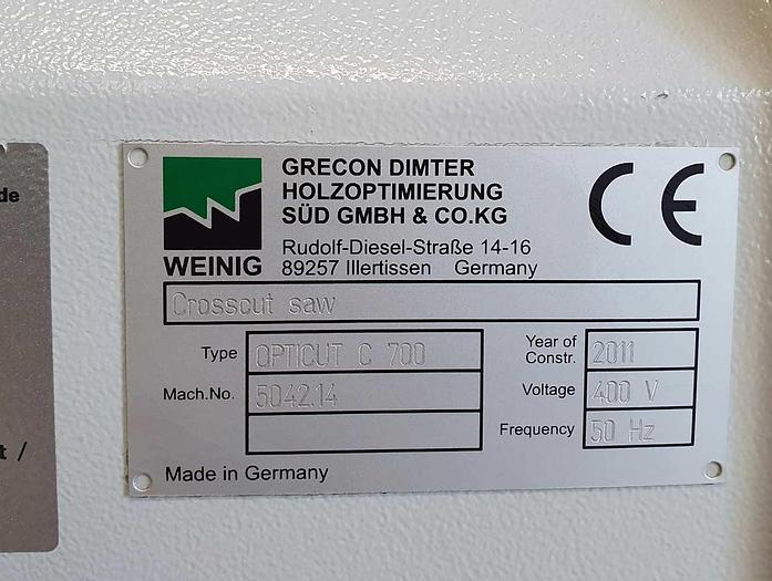 Used 2011 WEINIG Dimter Under table crosscut saw WEINIG OptiCut C700
