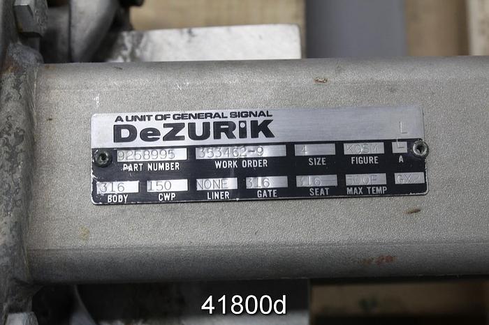 Used Dezurik KGSM 4" Hand Operated Knife Gate Valve #41800