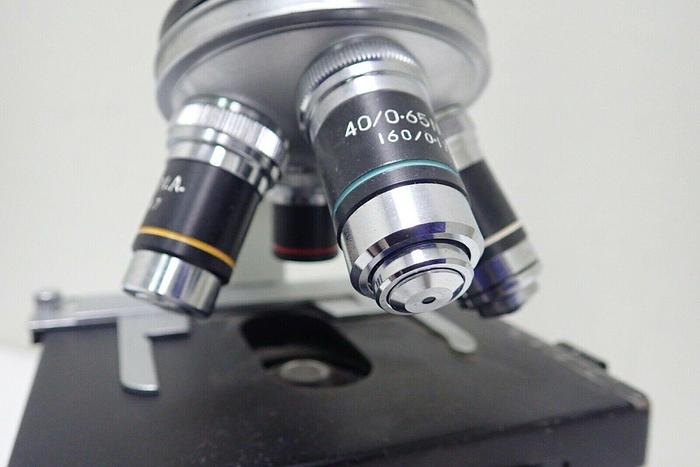 Used Parco 9505087 Microscope with 4 Objectives & Navitar 16mm CCTV Lens F/1.6 Japan