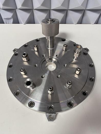 Used Buchiglasuter 14" Diameter Stainless Steel Vessel Cap w/ Multiple Ports 150 PSI @ 250°C