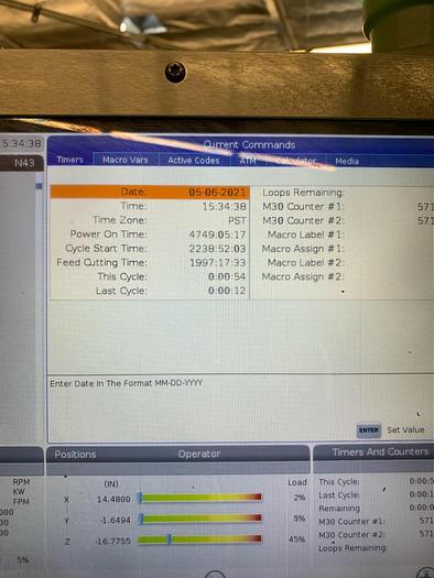 Used 2016 HAAS VF-5 Vertical Machining Center