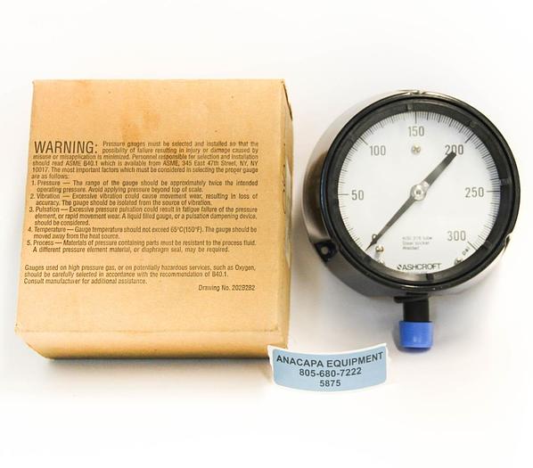 Used Ashcroft 1279 300# Dura gauge 0-300PSI 316 Tube Steel Socket Welded 4 1/2" (5875