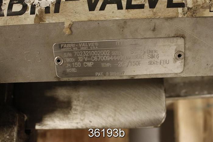 Used Fabri 6" Hand Operated Knife Gate Valve #36193