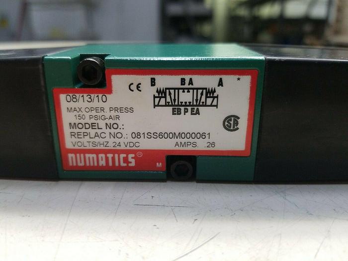NUMATICS SOLENOID VALVE 24 VDC MODEL 081SS600M000061