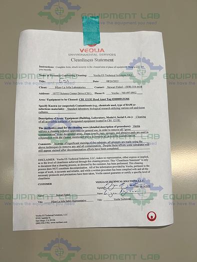 Used Labconco 3460009 Class II Type A2 Purifier 6 Ft Biological Safety Cabinet 115V