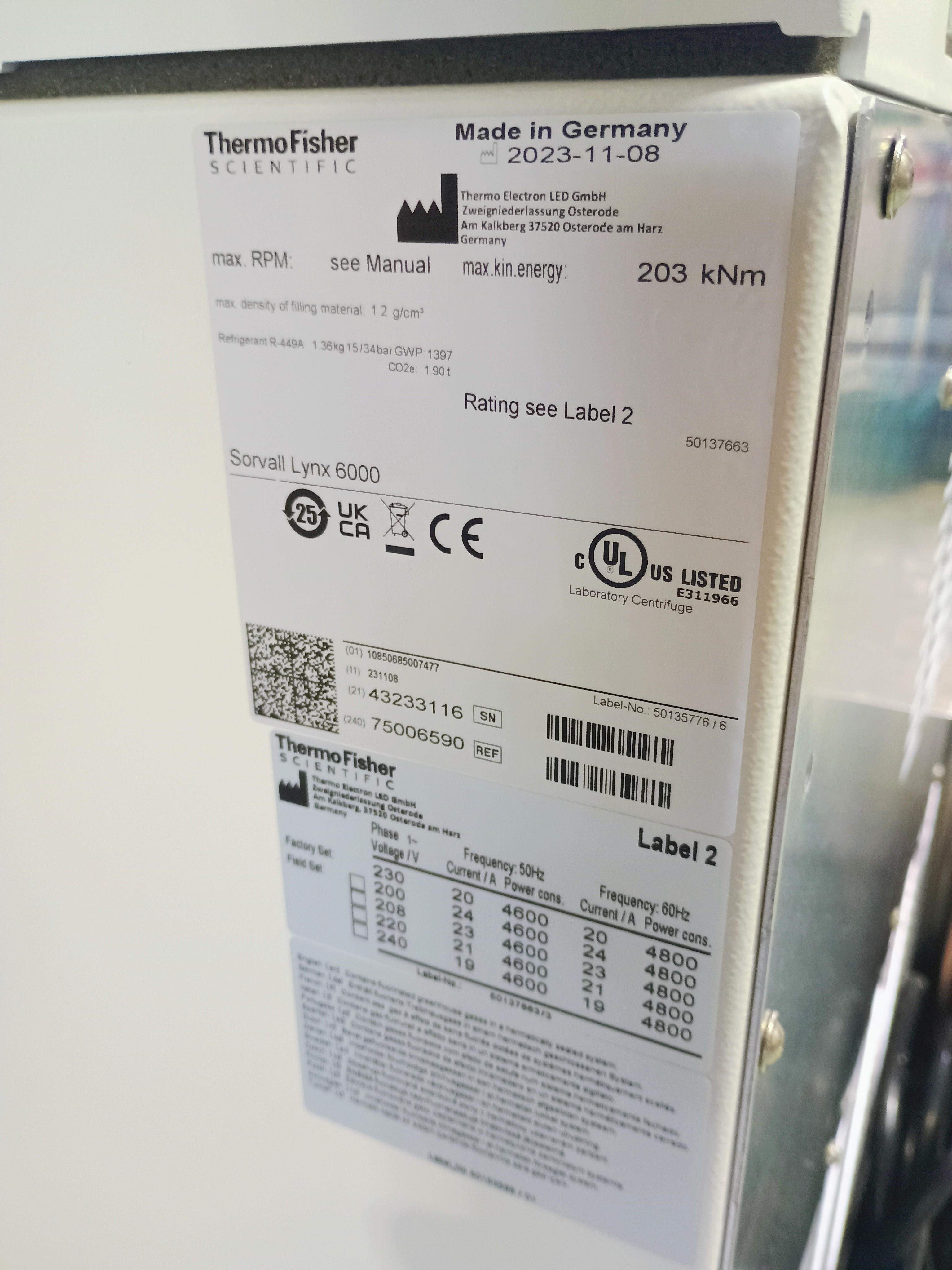 Refurbished Thermo LYNX 6000 Refrigerated Superspeed Floor Model Centrifuge