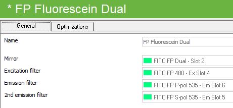Used Perkin Elmer / Revvity FITC FP Dual Filter Set #2100-8060