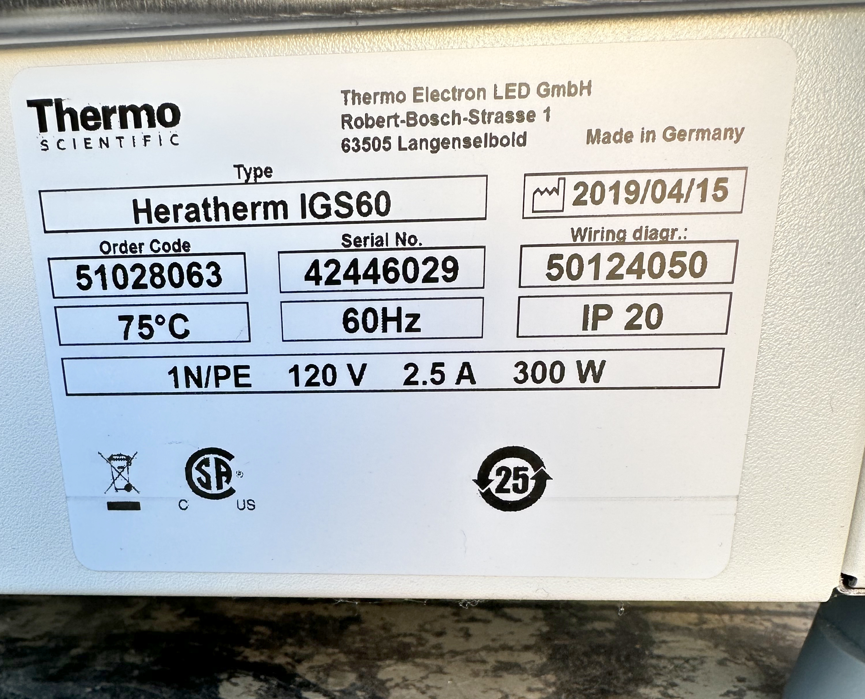 Used Thermo HERATHERM IGS60 Incubator