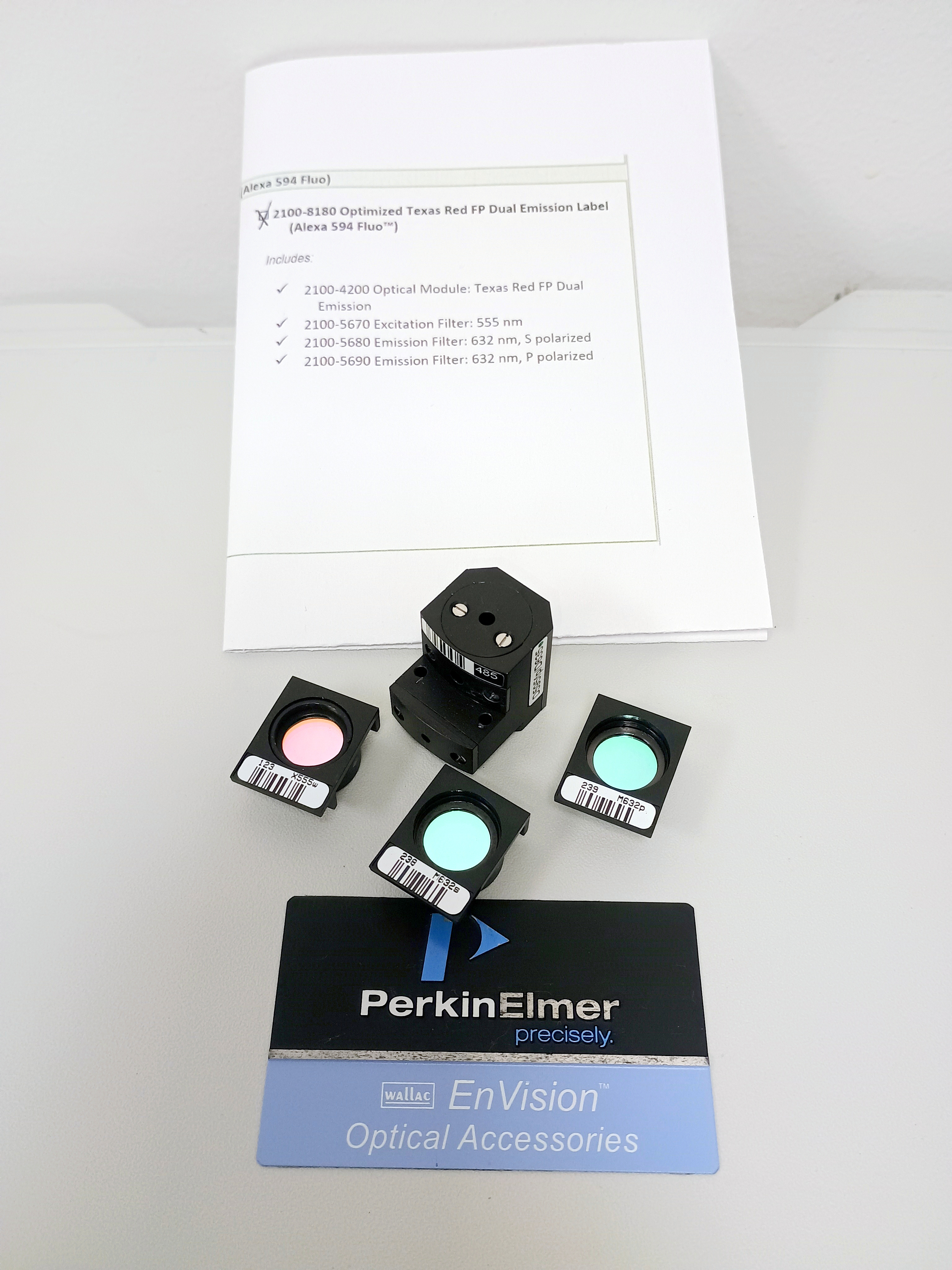 Used Perkin Elmer / Revvity Texas Red FP Dual Filter Set #2100-8180