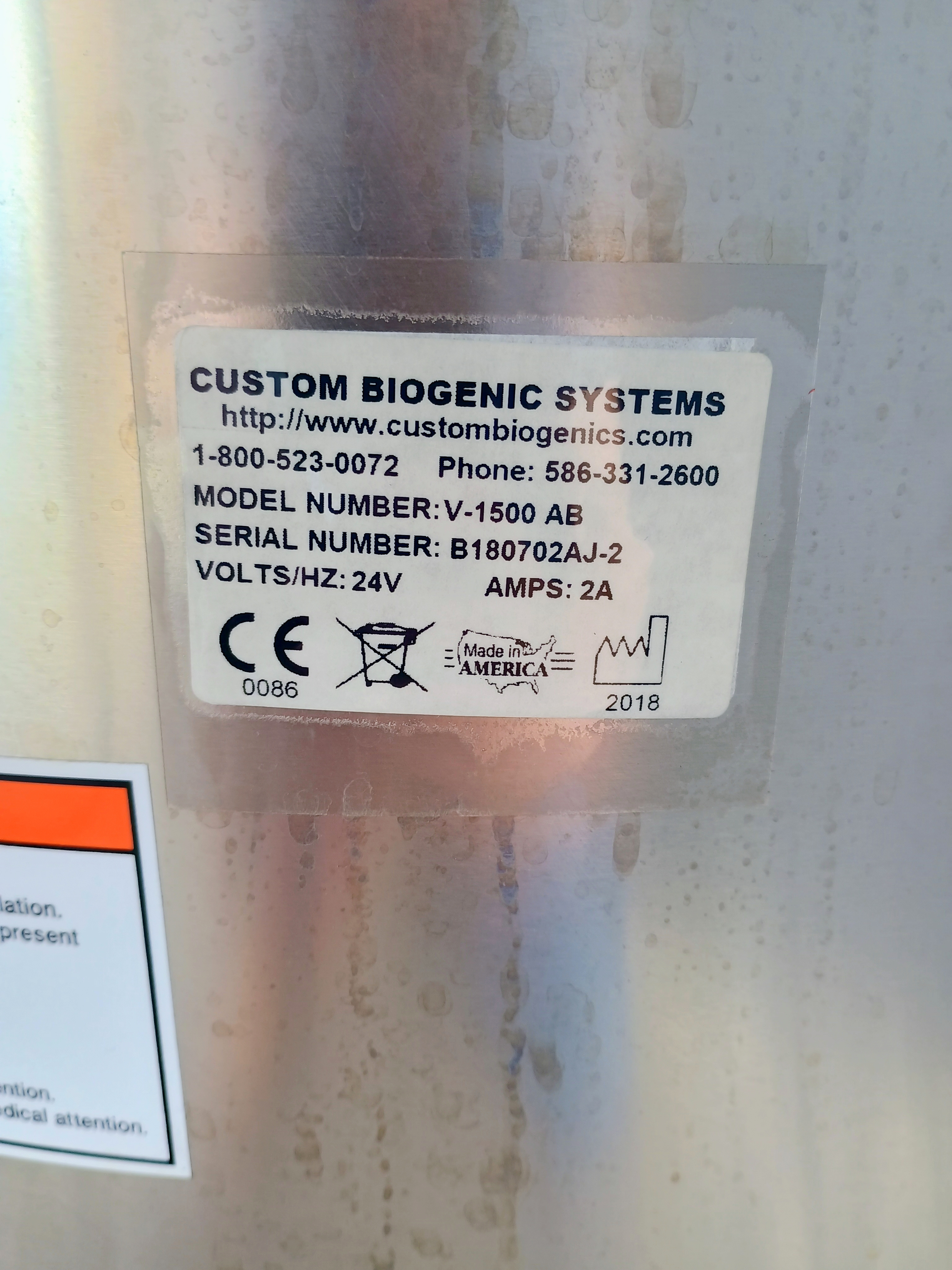 Refurbished Custom Biogenics Systems CBS Isothermal V-1500 AB Series Cryogenic Nitrogen Storage System