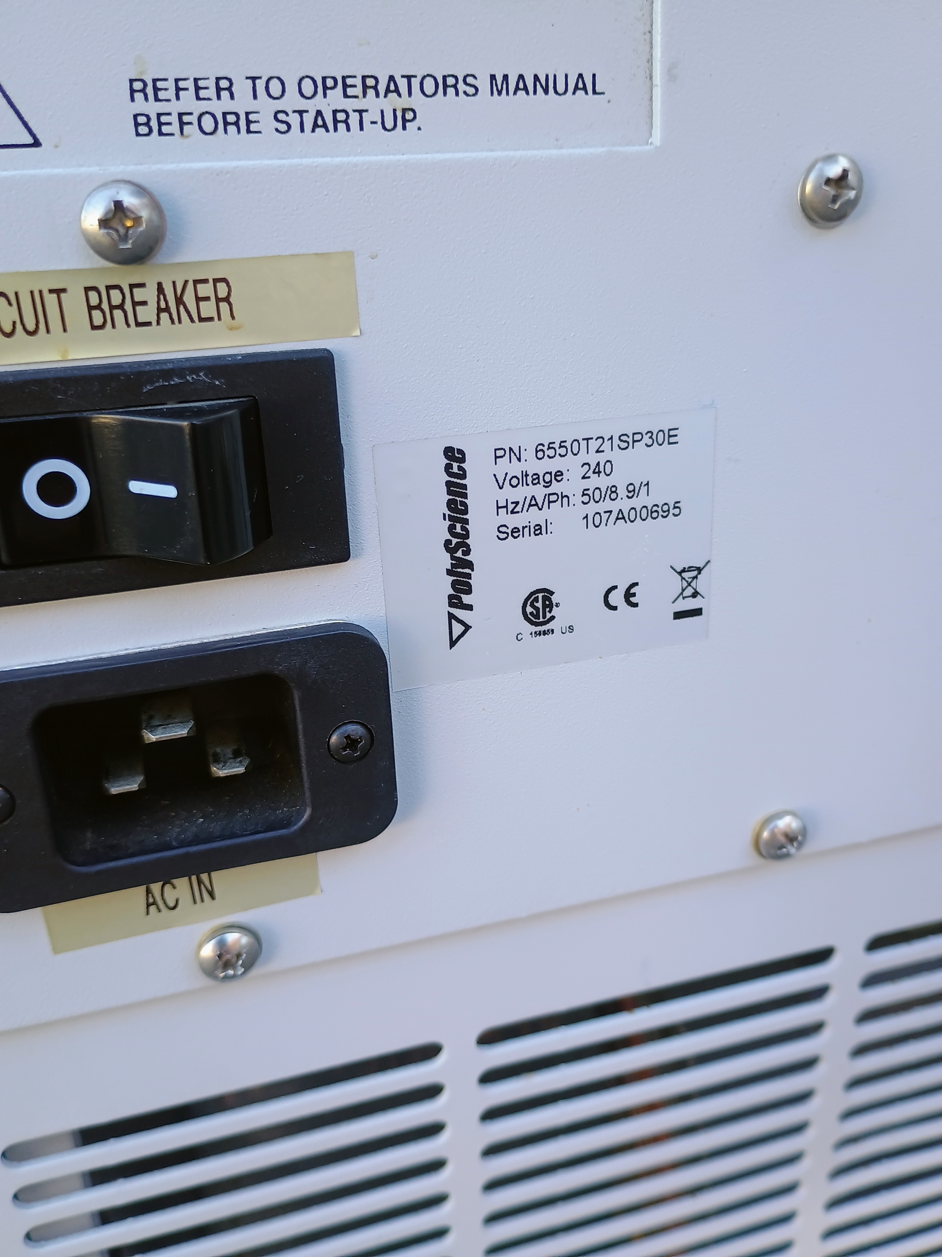 Refurbished Polyscience 6550T21SP30E Refrigerated Recirculating Chiller 240 Volt
