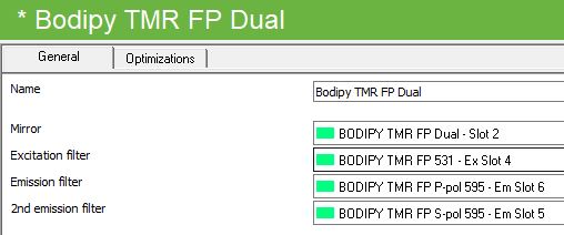 Used Perkin Elmer / Revvity Bodipy TMR FP Dual Filter Set #2100-8070