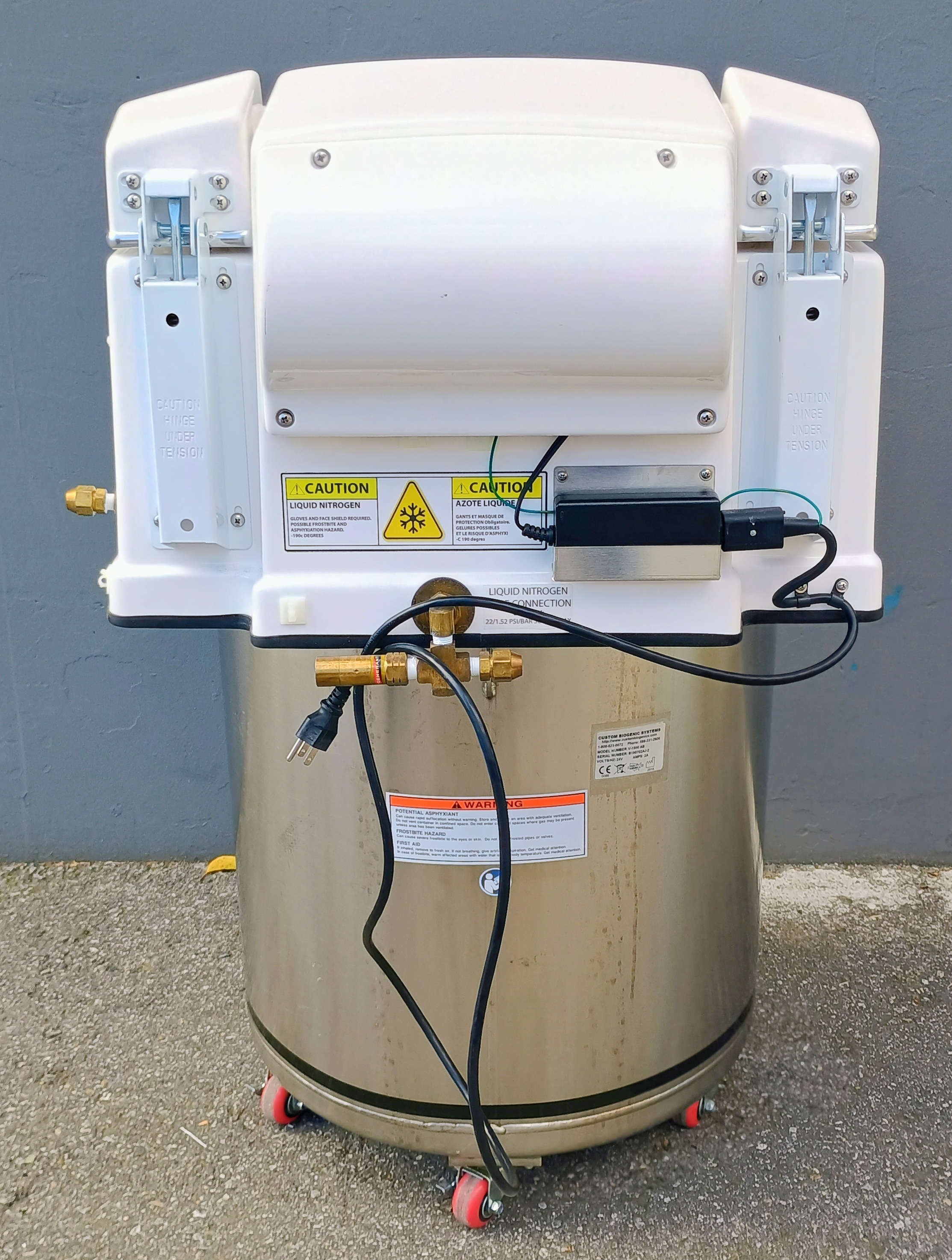 Refurbished Custom Biogenics Systems CBS Isothermal V-1500 AB Series Cryogenic Nitrogen Storage System