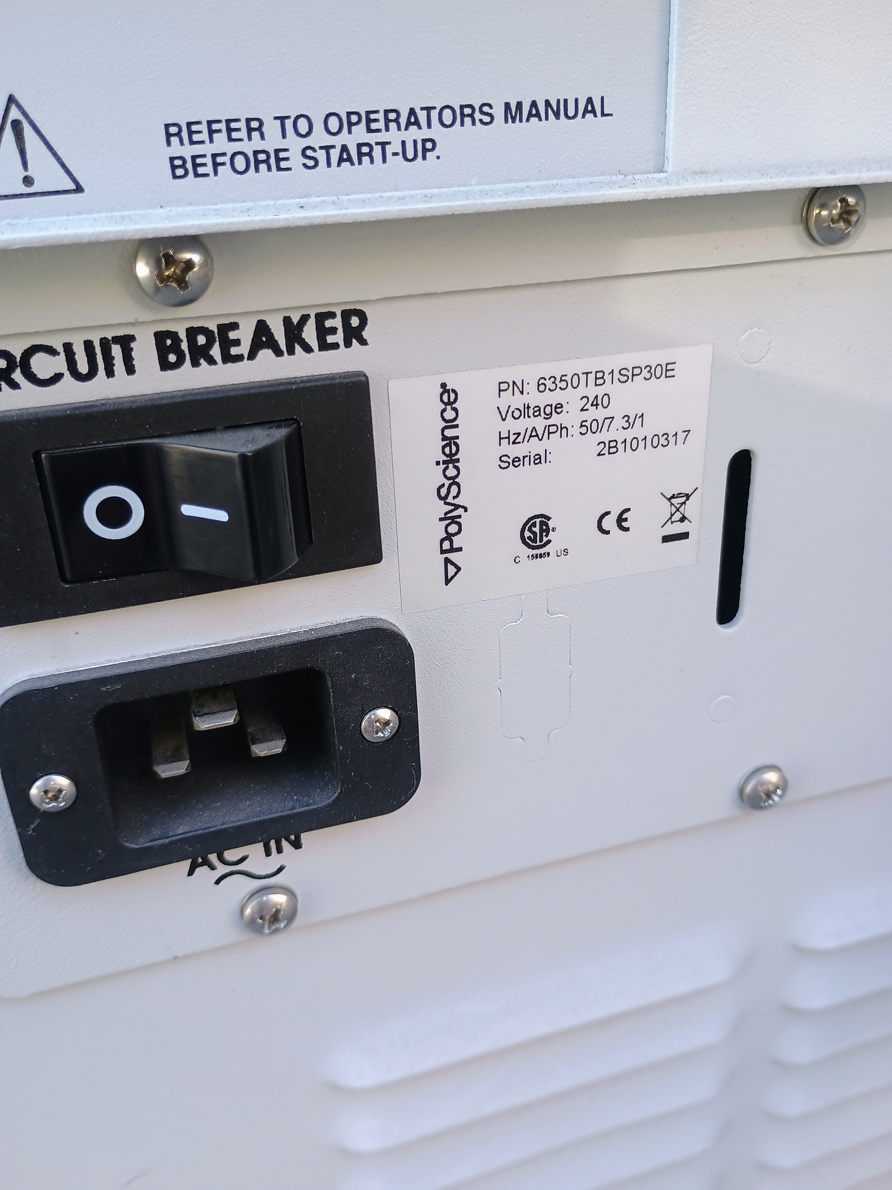 Refurbished Polyscience 6350TB1SP30E Refrigerated Recirculating Chiller 240 Volt