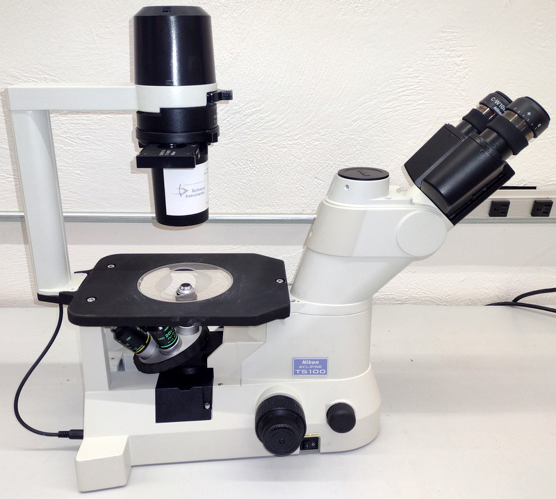 Refurbished Nikon Eclipse TS100 Inverted Phase Contrast Microscope - Trino w/ Camera & LED Light Source