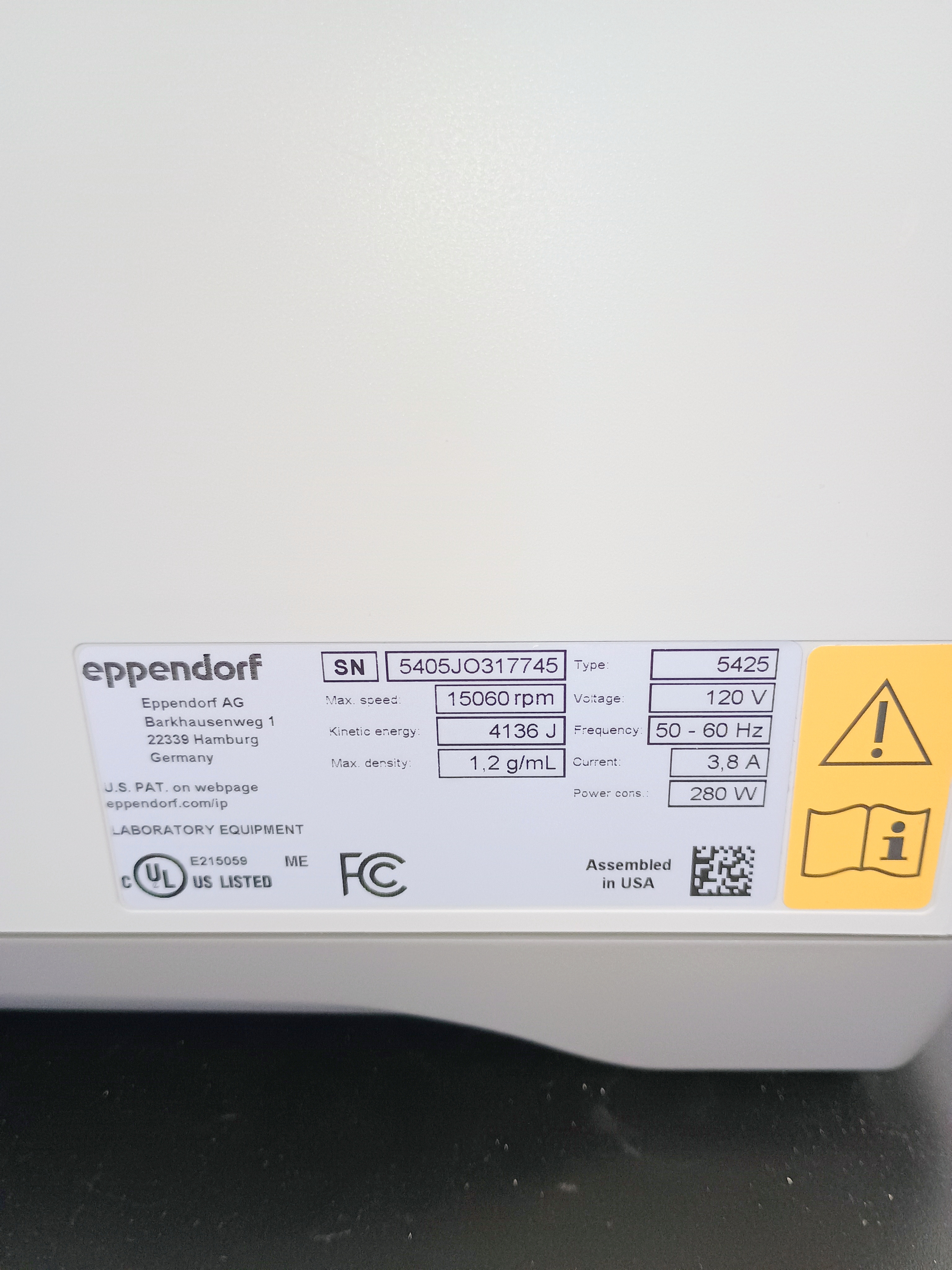 Refurbished Eppendorf 5425 Benchtop Microcentrifuge