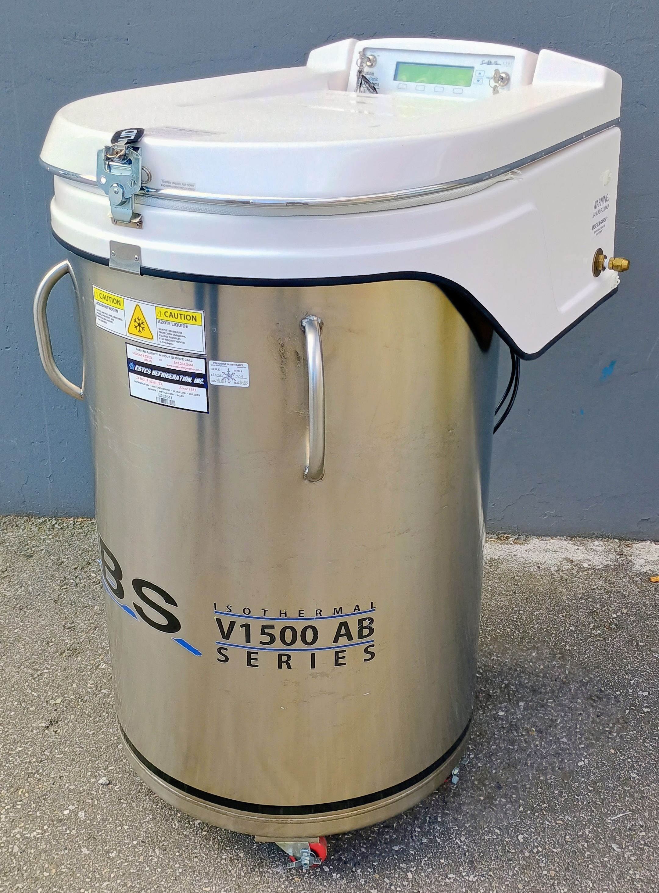 Refurbished Custom Biogenics Systems CBS Isothermal V-1500 AB Series Cryogenic Nitrogen Storage System