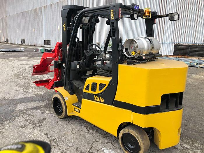 Used 12,000 POUND YALE ROLL CLAMP TRUCK MODEL GLC120VXPRS W/ 60" BOLZONI CLAMP MFG. 2012