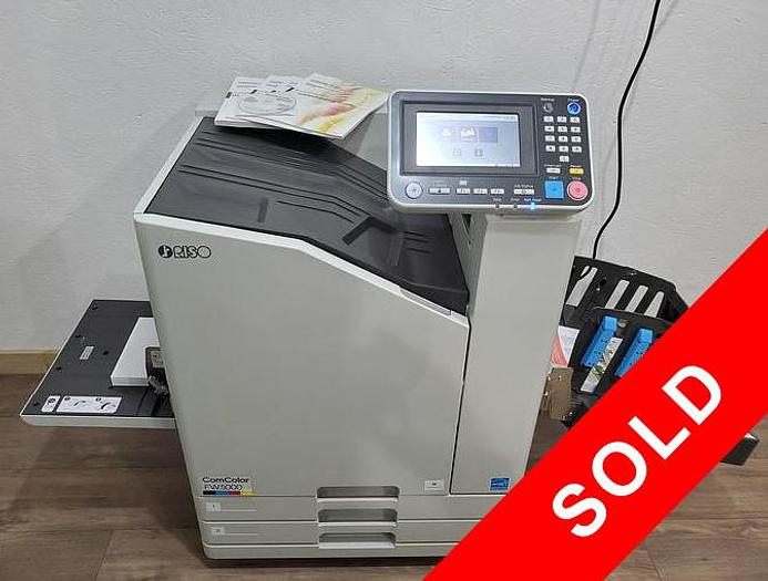 Used Riso ComColor FW5000 Full Color Inkjet Printer with Auto Stacking Tray. Only 647K Meter!