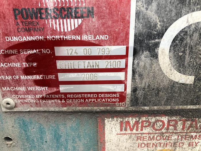Used 2006 Powerscreen 2100 2 Deck