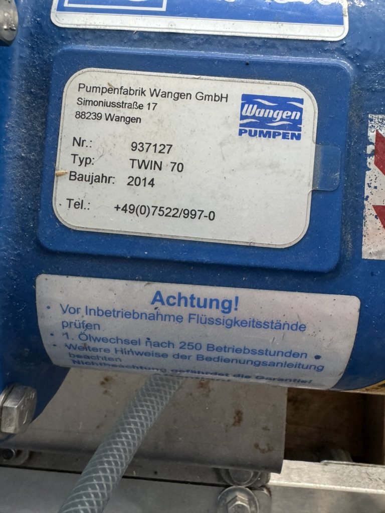 Used Wangen TWN 70 Hygienic Twin-Screw Pump