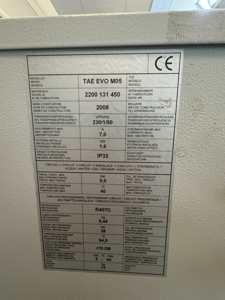 Used MTA TAE EVO M05 – Industrial Water Chiller