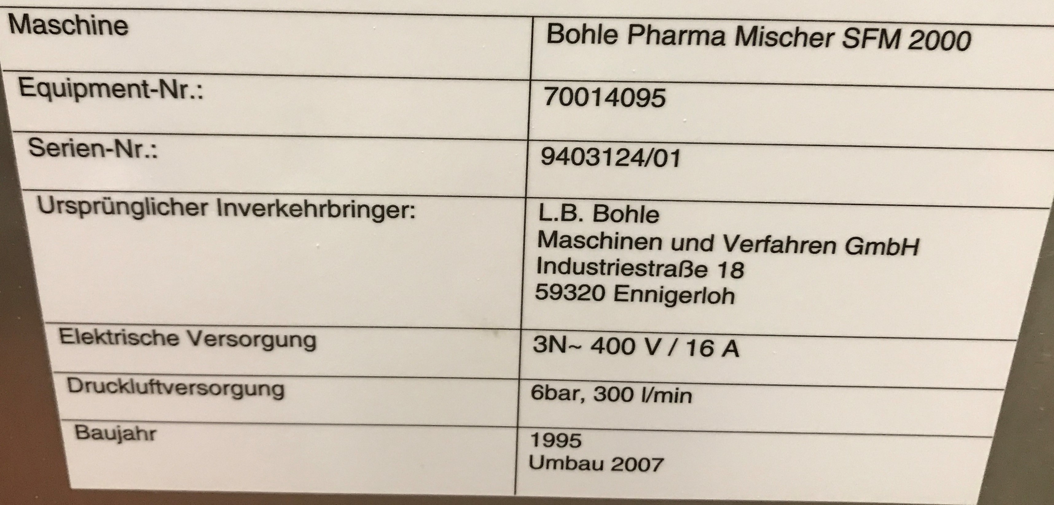D'occasion BOHLE - Miscelatore - SFM2000