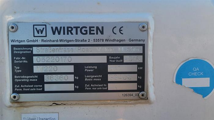 Used 2016 Wirtgen W220