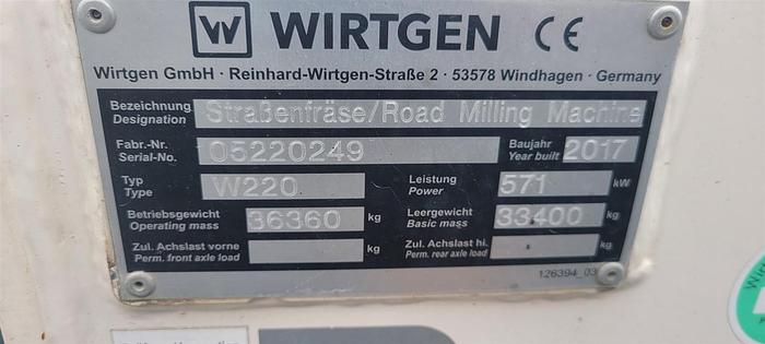 Used 2017 Wirtgen W220