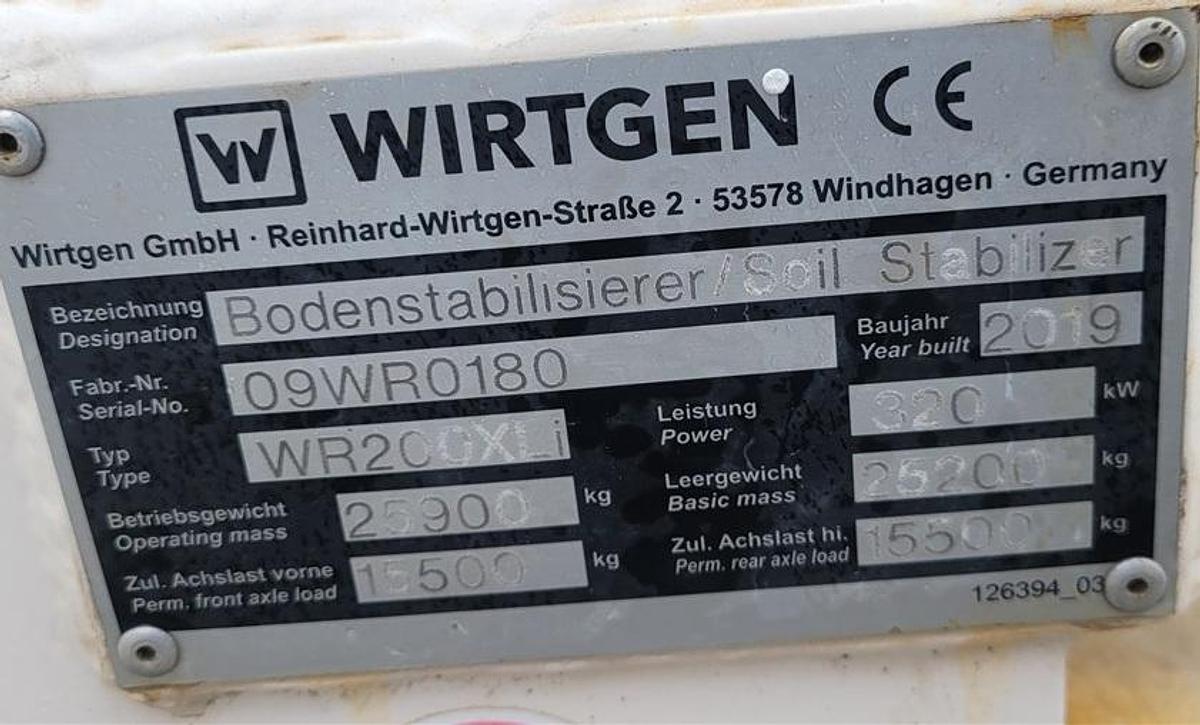 Used 2019 WIrtgen W200XLi