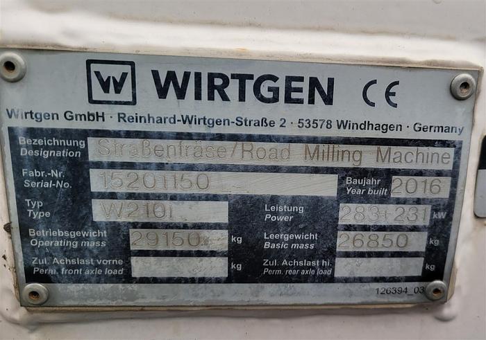 Used 2016 Wirtgen W210i