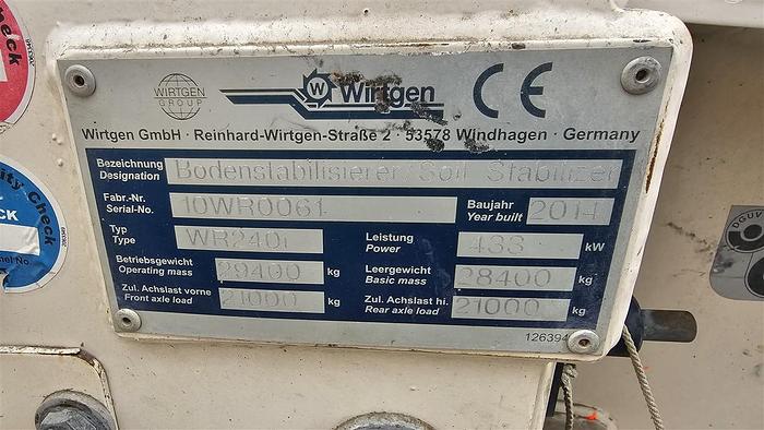 Used 2014 Wirtgen WR240i