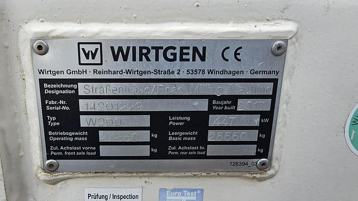 Used 2017 WIrtgen W200i