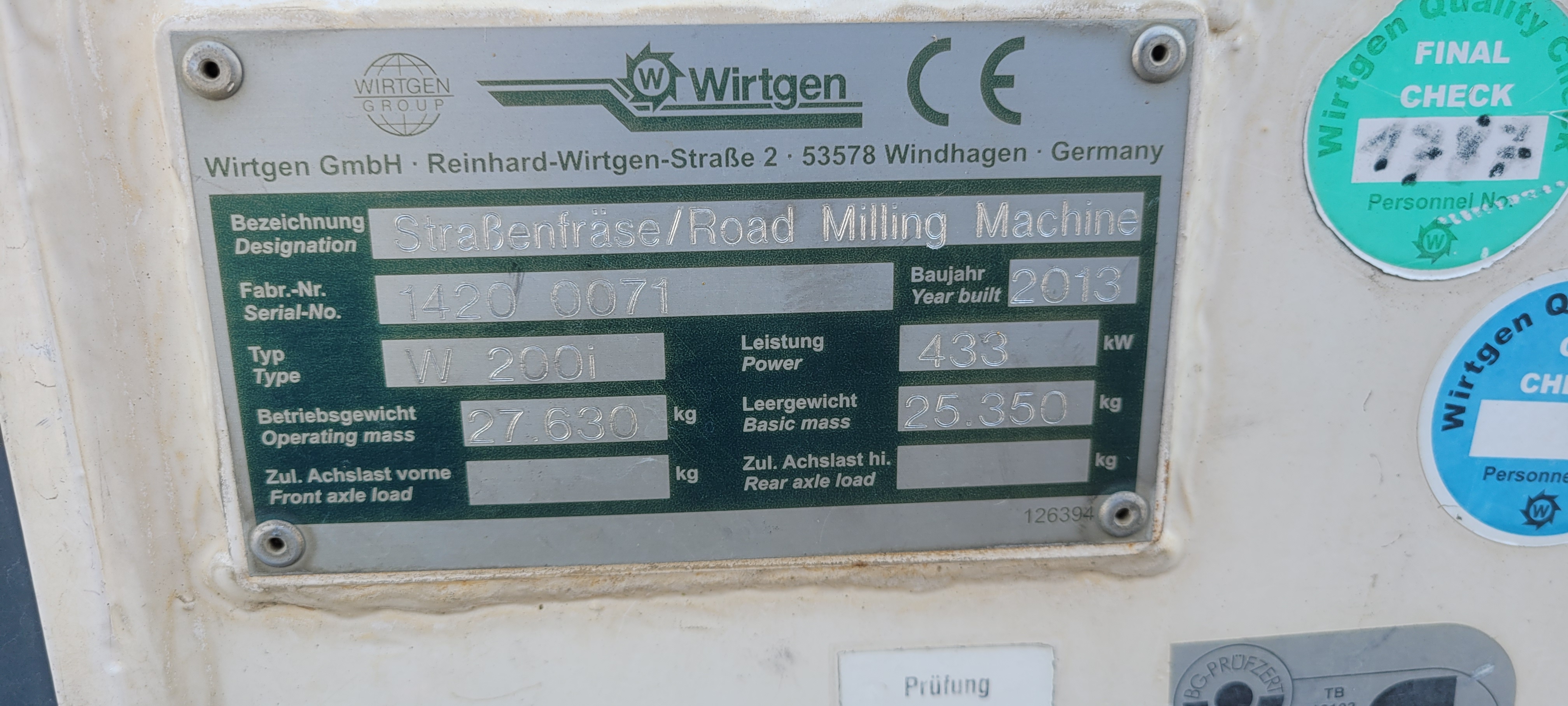Used 2013 WIrtgen W200