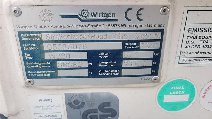 Used 2014 WIrtgen W220