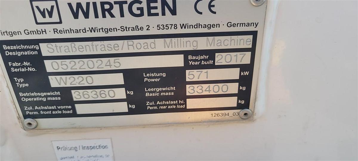 Used 2017 WIrtgen W220