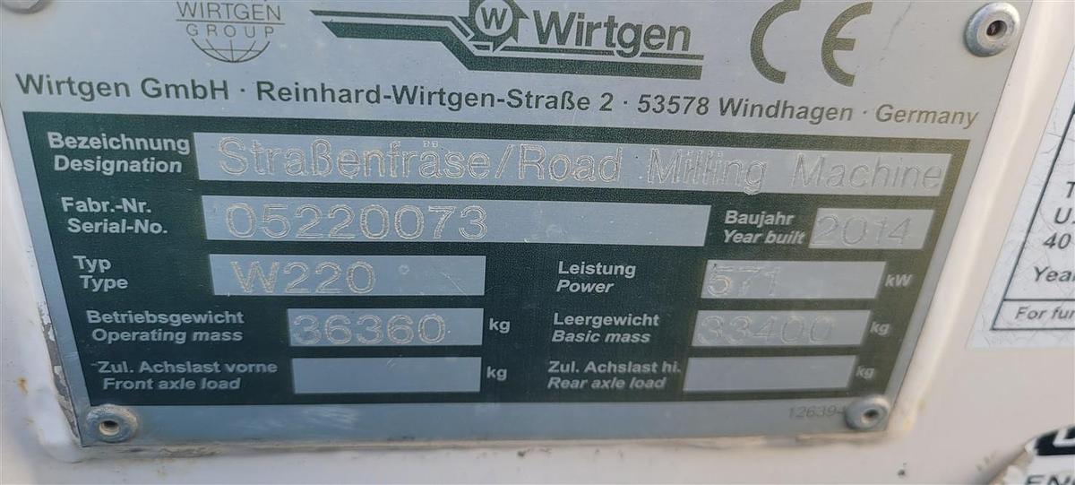 Used 2014 WIrtgen W220