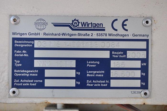 Used 2005 WIrtgen WM1000