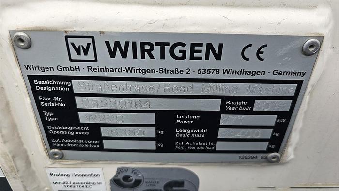 Used 2016 Wirtgen W220