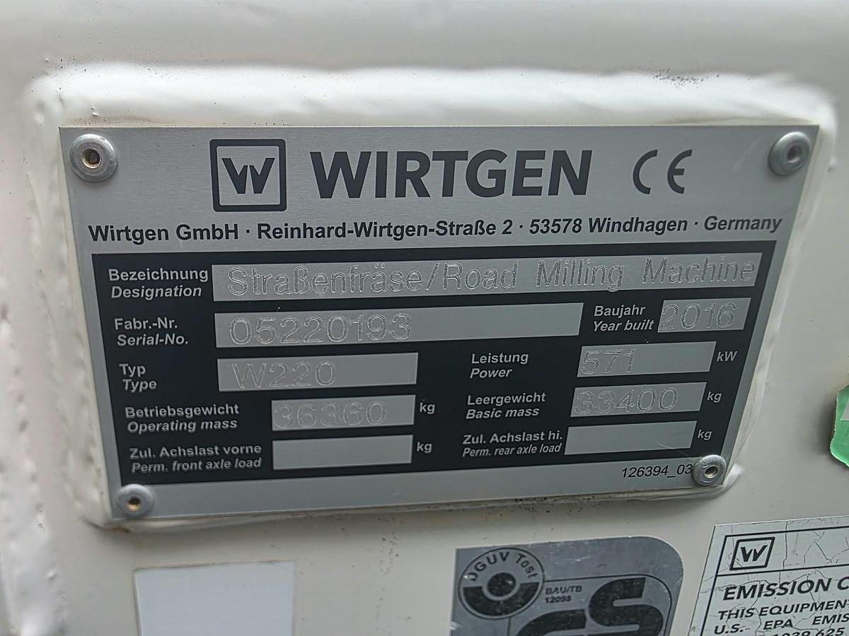 Used 2016 WIrtgen W220