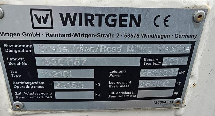 Used 2017 Wirtgen W210i