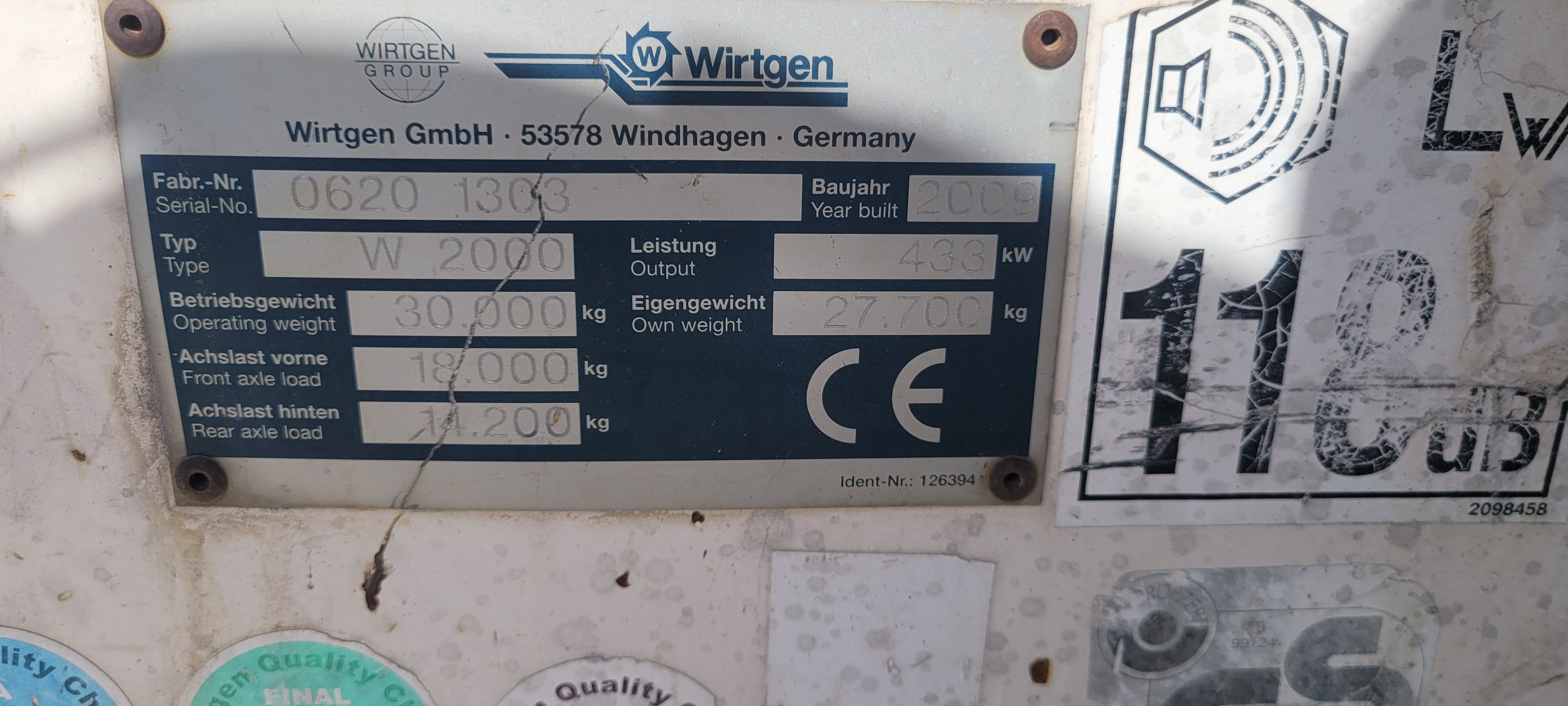 Used 2009 WIrtgen W2000