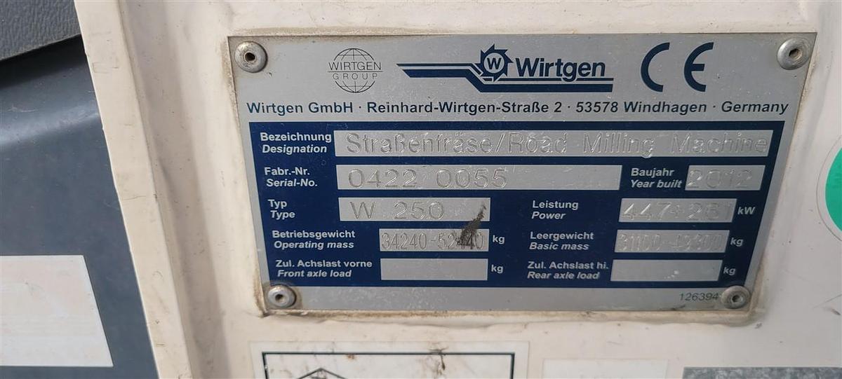 Used 2012 WIrtgen W250