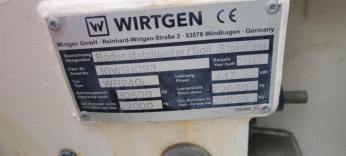 Used 2017 WIrtgen WR240i