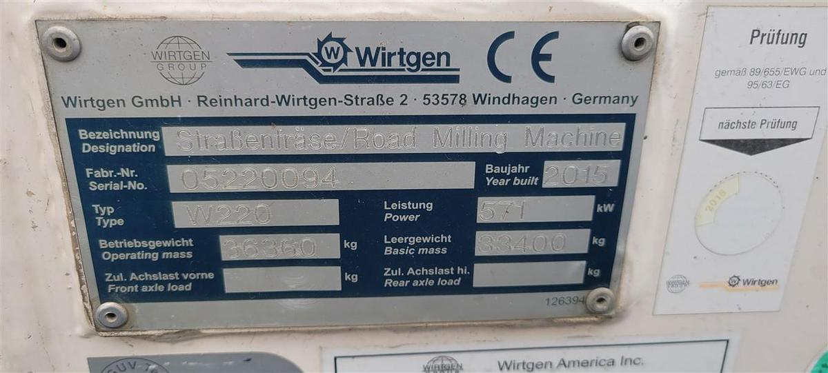 Used 2012 WIrtgen W220