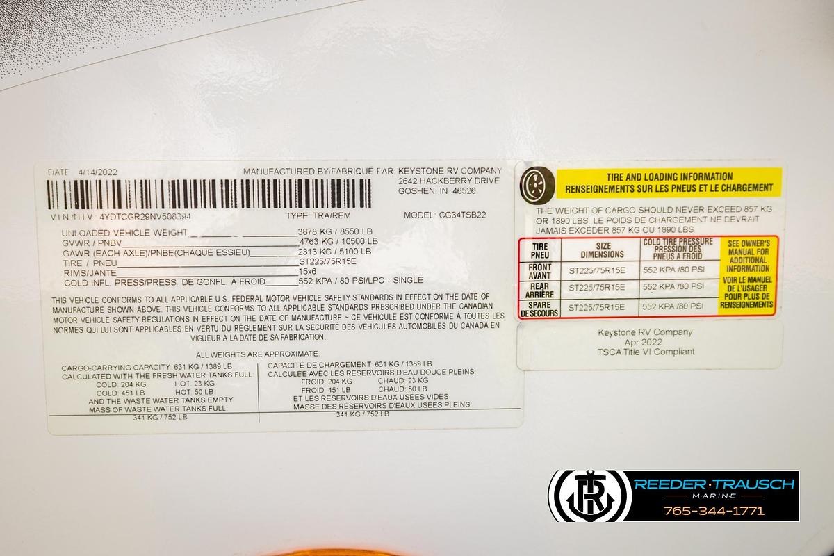 Used 2022 Keystone CG34TSB22