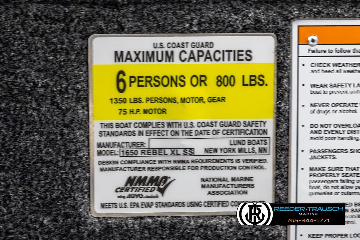 Used 2025 Lund 1650 Rebel XL SS Blackout